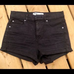 Black Retro High Waisted Garage Shorts